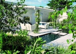 DOM , TARAS , OGROD , ZBIORNIK WODNY FOT. LILIANNA SOKOLOWSKA PUBLIKACJA OGRODY NR 1 (141) - 1 2011