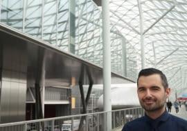 Michał Mazur na targach w Mediolanie w 2016 roku