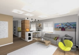 Projekt mieszkania - salon z aneksem