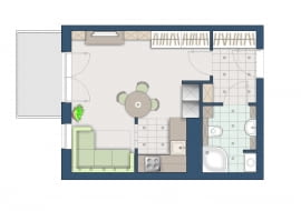 Plan mieszkania, kawalerka