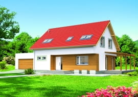 Budynek jednorodzinny, mieszkalny, parterowy z poddaszem użytkowym, wolno stojący, bez podpiwniczenia