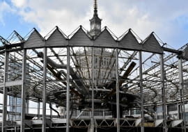 15.03.2017 Warszawa , Rondo Dmowskiego , skrzyzowanie ul. Marszalkowska / Al. Jerozolimskie . Rotunda PKO podczas wyburzania , widać wnetrze budynku . Fot. Franciszek Mazur / Agencja Gazeta SLOWA KLUCZOWE: architektura modernizm