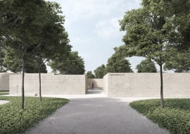 Zwycięska koncepcja architektoniczno-urbanistyczna zespołu kolumbariów na cmentarzu komunalnym w Radomiu przy ulicy Firleja 45 wraz z koncepcją zmiany elewacji budynku i chłodni