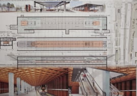 Projekt stacji metra C4 - Powstańców Śląskich (projekt konsorcjum 'Metroprojekt' i AMC Andrzej M. Chołdzyński)