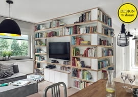 Mieszkanie w Gdańsku (3 pokoje, 60 m kw.) - salon; proj. Monika Potorska, Andrzej Kondratowicz, Anna Haśkiewicz.