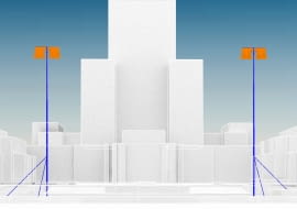 Tyczki wyznaczające plac Centralny