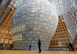 A view shows inside of Europa, the new European Council building in Brussels, Belgium December 9, 2016. Building: Philippe Samyn and Partners architects & engineers, lead and design partner, Studio Valle Progettazioni architects, BuroHappold engineers; colour compositions by Georges Meurant. REUTERS/Yves Herman