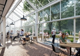 Projekt rewitalizacji szklarni przed centrum handlowym Wola Park