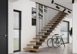 Schody Tala z dębowymi stopniami i ścianką ażurową Tube 25