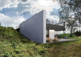 Dom na wzniesieniu. Nowoczena bryła RE: HOUSE IN THE ROCK. Proj. REFORM Architekt