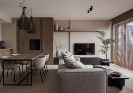 Aranżacja 52-metrowego mieszkania w stylu japandi - projekt pracowni TORGA