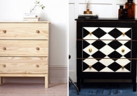 Komoda przed malowaniem i po.