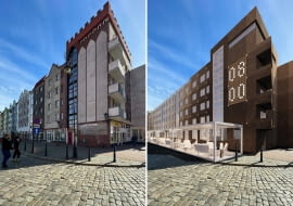 Stary Rynek w Gorzowie Wielkopolskim. Z lewej: stan obecny; Z prawej: propozycja BXB studio