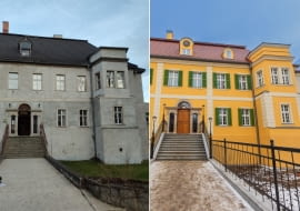 Pałac w Bukowcu przed i po