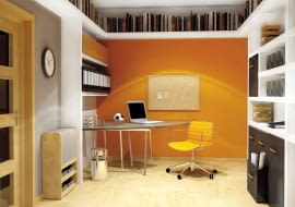 WIZUALIZACJA. DODATKOWE PÓŁKI. Dzięki półkom pod sufitem część ścian jest niezabudowana - można ją udekorować wedle gustu. W półkach warto zainstalować oświetlenie.