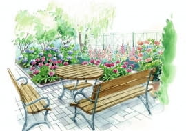 Projekt ogrodu z ukośną ścieżką