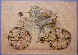 Cyklista, 100x140, 2021, Grzegorz Klimek, Wystawa Interferencje, Station of Art Gallery