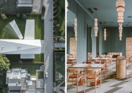 Z lewej: Dom Kwadrantowy. Proj. Robert Konieczny KWK Promes; Z prawej: Restauracja Opasły Tom. Proj. BUCK.STUDIO