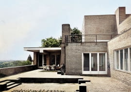 Willa Wolfa w Gubinie w latach 30. XX wieku. Taras z widokiem na dolinę Nysy