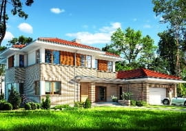 Elewacja frontowa, dom na dzisiejsze czasy