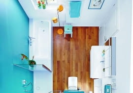 łazienka, projektowanie łazienki, wanna, prysznic, drewno w łazience