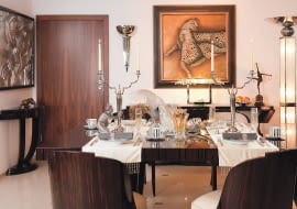 WNETRZA , SWIETA , BOZE NARODZENIE , STYL ART DECO , DEKORACJE SWIATECZNE , NAKRYCIE STOLU STYLIZACJA ANETA KOSIBA FOT. MARCIN URBAN PUBLIKACJA CZTERY KATY NR 12 (218) - 12 2009 + DODATEK ' SWIATECZNE STOLY '