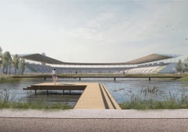 Praca zespołu Aleksandra Wadasa, która zdobyła pierwszą nagrodę w konkursie na koncepcję zagospodarowania okolic stadionu Skry