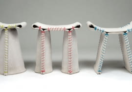 Zszywany Beton, stołek, projekt: Florian Schmid