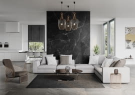 Czarna ściana w salonie