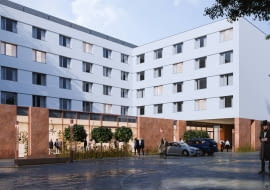 Hotel z  synagogą przy ul. Pomorskiej 18 w Łodzi. Proj. Design Lab Group sp. z o.o. sp. kom.