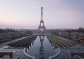 One Line - przebudowa terenów zielonych przy Wieży Eiffla. Proj. Gustafson Porter + Bowman.