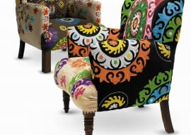 Jeśli wypatrzysz rzecz, która idealnie odpowiada twoim oczekiwaniom i gustowi, odwiedź jeszcze inne sklepy. Często bywa, że zakupy można zrobić znacznie taniej. <BR /> Fotele. po lewej: Maharaja, obity tkaniną bawełnianą, 3890 zł, malabelle.pl po prawej: Mandala, obity tkaniną wiskozową, 4349 zł, 9design