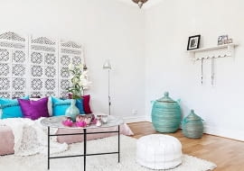 małe mieszkanie, orientalny styl, jasne mieszkanie, jak urządzić małe mieszkanie