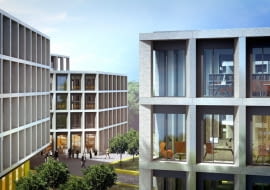 Trzy biurowce Echo Investment powstaną przy łukowato wygiętym przedłużeniu ul. Bobrowieckiej. Pomiędzy nimi urządzone zostaną otwarte dziedzińce