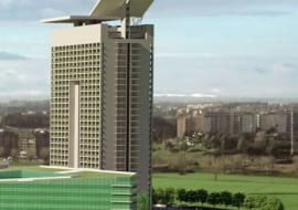 Wieżowiec Eurosky, który powstaje w dzielnicy Eur w Rzymie