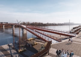 Nowy warszawski most pieszo-rowerowy przez Wisłę. Proj. Schuessler-Plan Inżynierzy