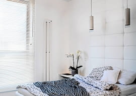 czarno-biała sypialnia