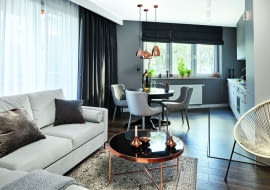 miedziane dodatki w salonie