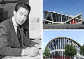 Z lewej: Macej Nowicki; Z prawej: Dorton Arena, proj. Maciej Nowicki