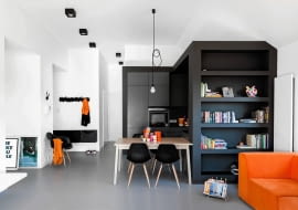 mieszkanie, wystrój wnętrz, urządzanie wnętrz, czarno-białe mieszkanie