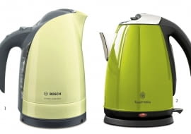 Jeśli wypatrzysz rzecz, która idealnie odpowiada twoim oczekiwaniom i gustowi, odwiedź jeszcze inne sklepy. Często bywa, że zakupy można zrobić znacznie taniej.<br/> Czajniki elektryczne<br/> 1. TWK 6006, tworzywo sztuczne, poj. 1,7 l, Bosch, 129 zł<br/> 2. Jungle Green, stal szlachetna, poj. 1,7 l, Russel Hobbs, 249 zł