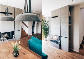 płyty z betonu na kominku