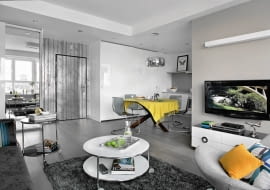 aranżacja wnętrz, szare wnętrza, salon