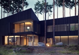 Dom między drzewami w podwarszawskim Izabelinie - Wind House. Proj. Przemek Olczyk Mobius Architekci