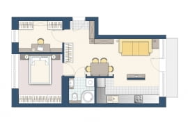 Plan mieszkania, 48 m kw.