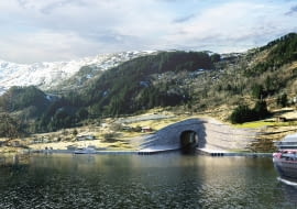 Pierwszy na świecie tunel dla statków powstanie w Norwegii. Proj.  Snøhetta