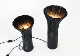 "Pressed wood black" lampa stołowa wymiary: 17cm x 45cm