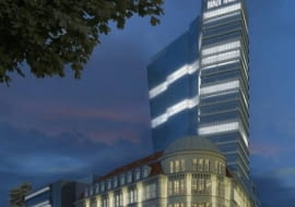 Wizualizacja wieżowca Hanza Tower, który powstanie w Szczecinie u zbiegu ul. Odzieżowej i Al. Wyzwolenia