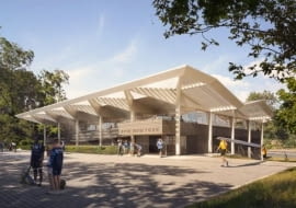 Przystań rzeką Harlem w Nowym Jorku. Proj. Foster + Partners