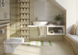 łazienka, skosy, poddasze, wyposażenie łazienki